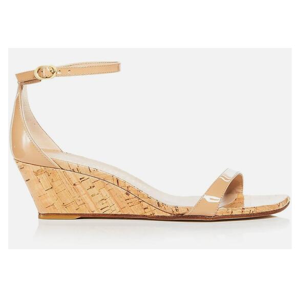 Stuart Weitzman Nudistcurve 50 Wedge Adobe Patent Leather Size 9.5 US 40 EU NIB - Picture 1 of 13